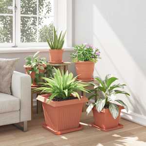 Čtvercový květináč 24 pcs Cihlově červená 38 x 38 x 30 cm Plast - obrázek 4