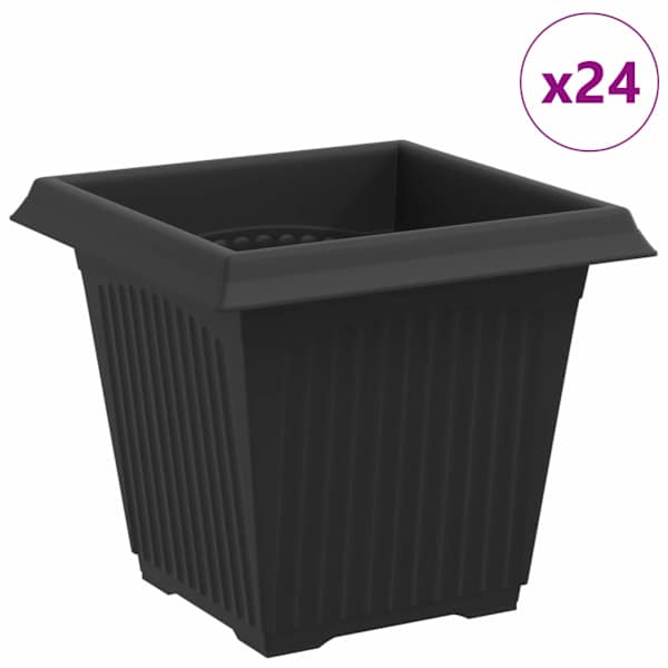 vidaXL Ruutlillepott 24 tk Must 16 x 16 x 14 cm Plastmass