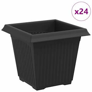 Čtvercový květináč 24 pcs Černá 16 x 16 x 14 cm Plast - obrázek 2