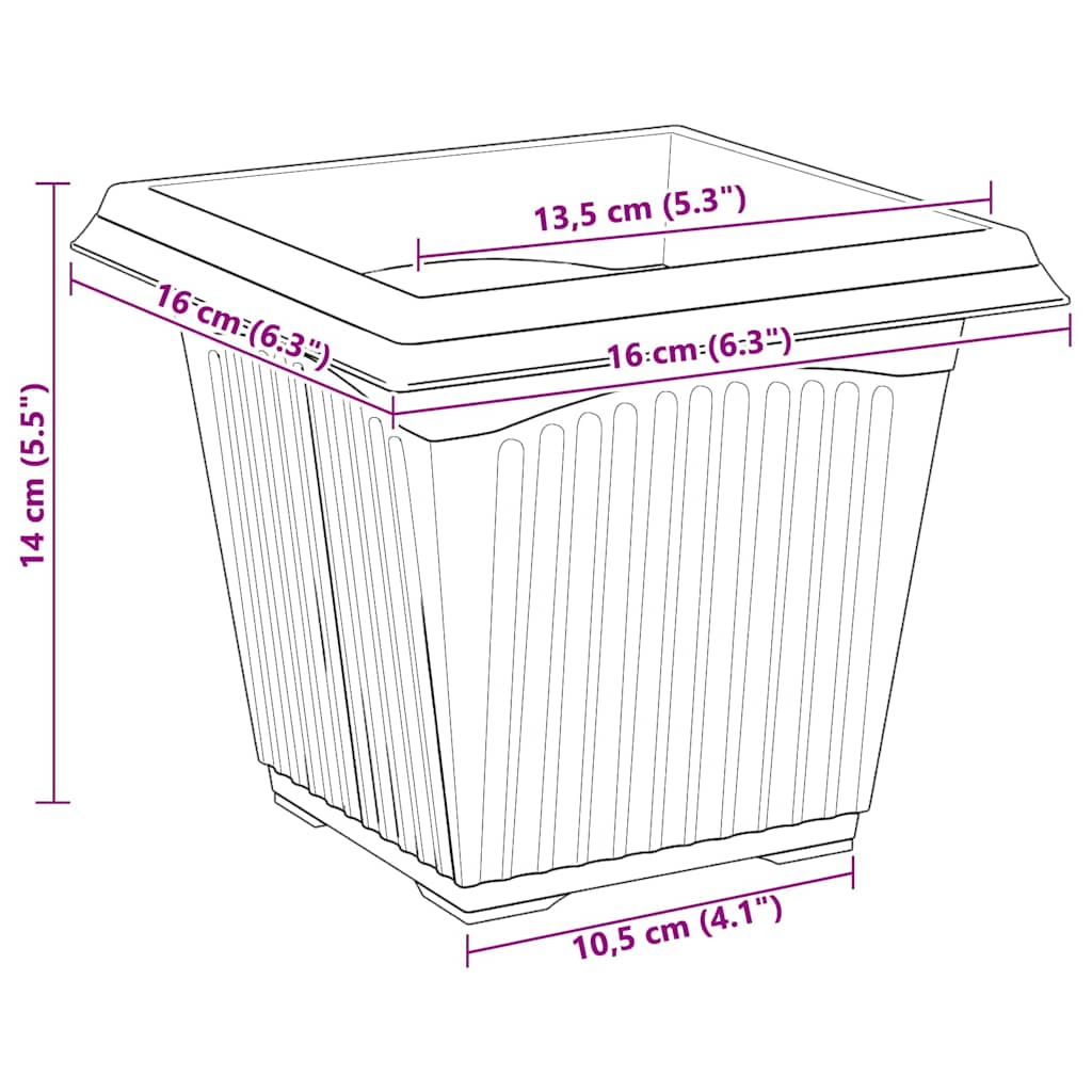 Vierkante Bloempot 24 pcs Zwart 16 x 16 x 14 cm Kunststof image 10
