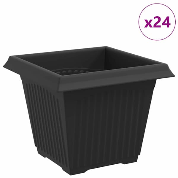 vidaXL Ruutlillepott 24 tk Must 20 x 20 x 16 cm Plastmass
