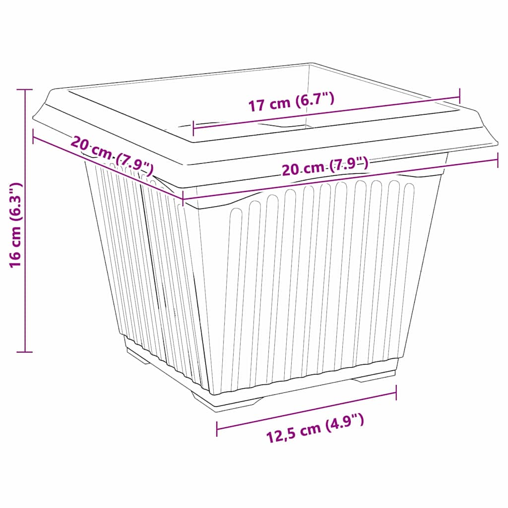 Vierkante Bloempot 24 pcs Zwart 20 x 20 x 16 cm Kunststof image 10