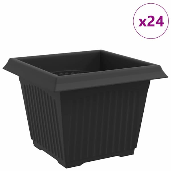 vidaXL Ruutlillepott 24 tk Must 23 x 23 x 17,5 cm Plastmass