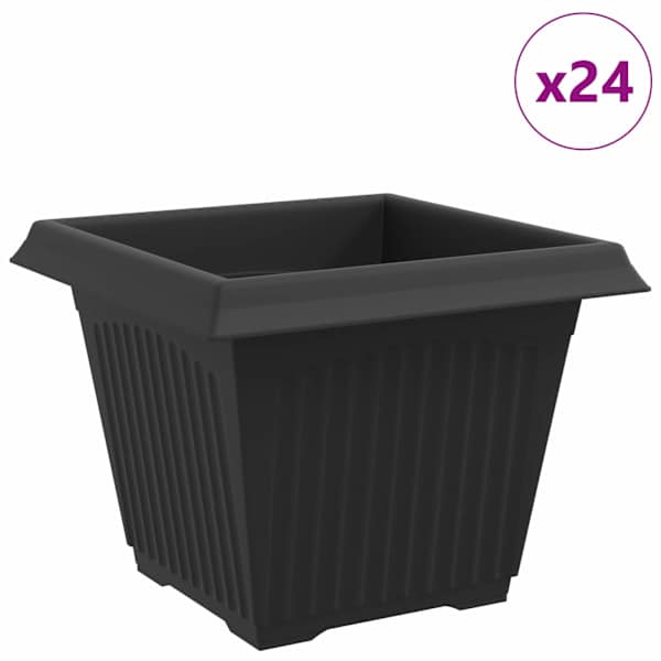 vidaXL Ruutlillepott 24 tk Must 28,5 x 28,5 x 22 cm Plastmass