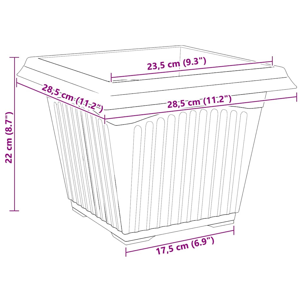 Kvadratna cvetlična posoda 24 pcs Črna 28,5 x 28,5 x 22 cm - slika 10