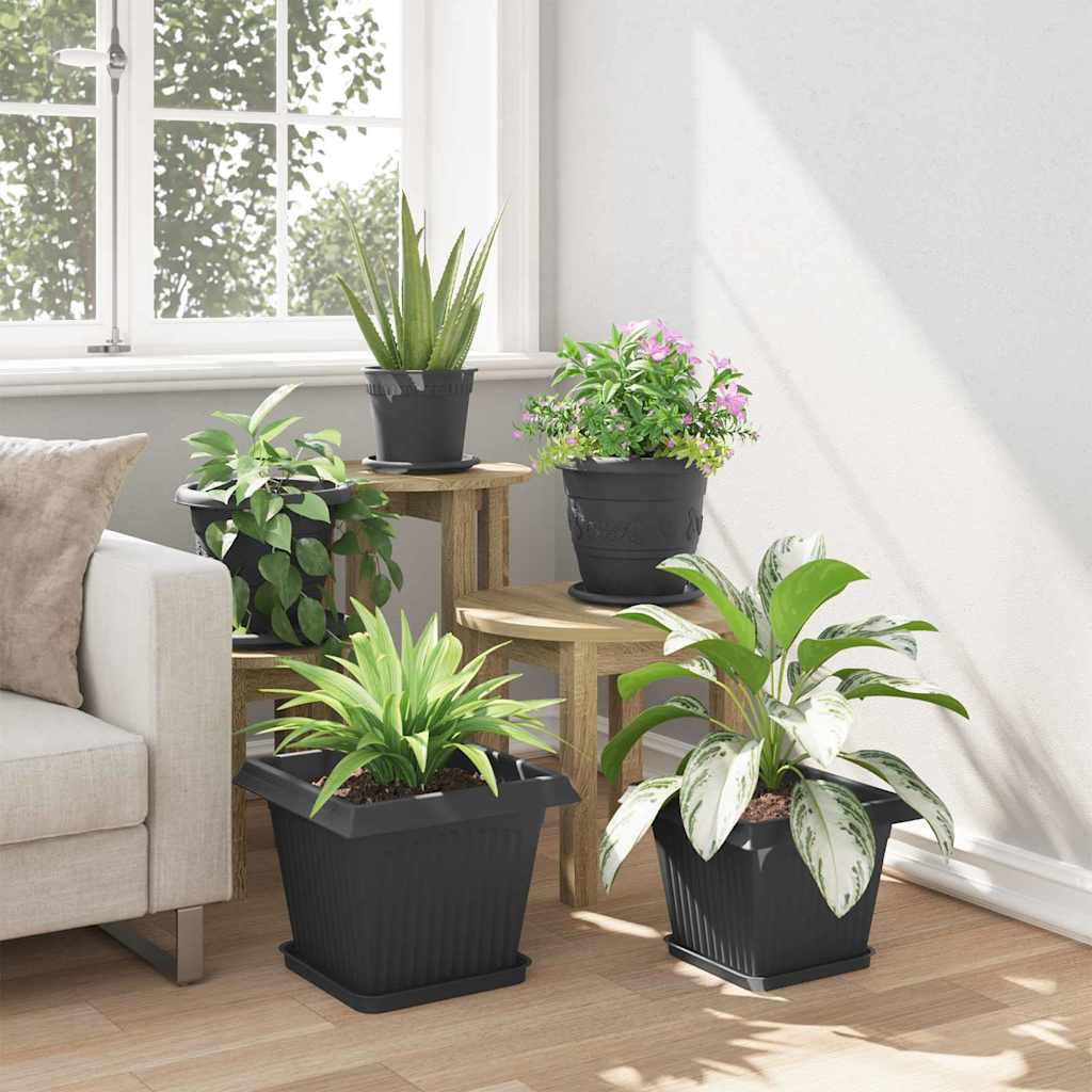 Vază pătrată pentru flori 24 pcs Negru 43 x 43 x 33.5 cm [3]