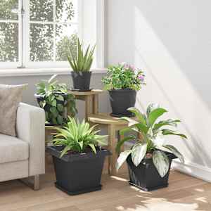 Čtvercový květináč 24 pcs Černá 33 x 33 x 26 cm Plast - obrázek 4