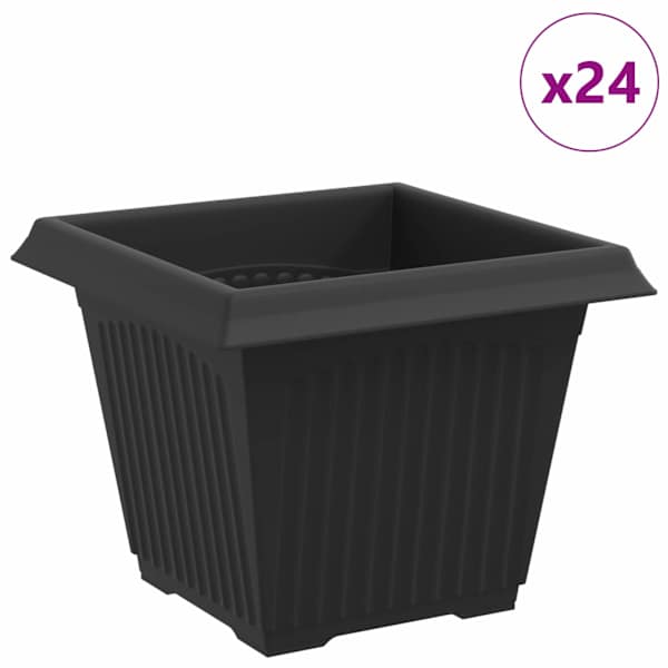 vidaXL Ruutlillepott 24 tk Must 33 x 33 x 26 cm Plastmass