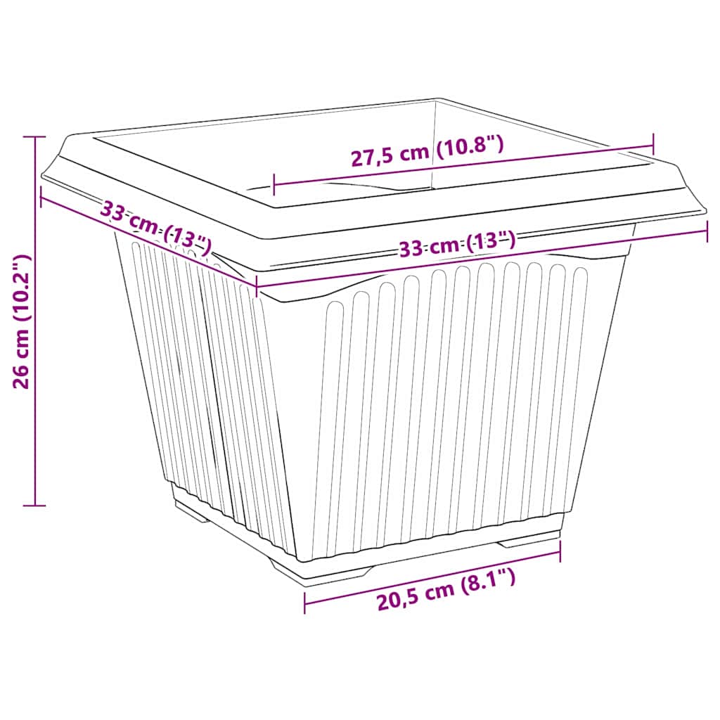 Vază pătrată pentru flori 24 pcs Negru 43 x 43 x 33.5 cm [9]