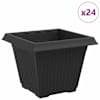vidaXL Ruutlillepott 24 tk Must 38 x 38 x 30 cm Plastmass