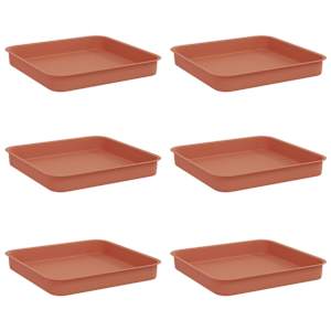 vidaXL Ruudu kujuline lille alus 6 tk Kohviroosa 15 x 15 x 2 cm