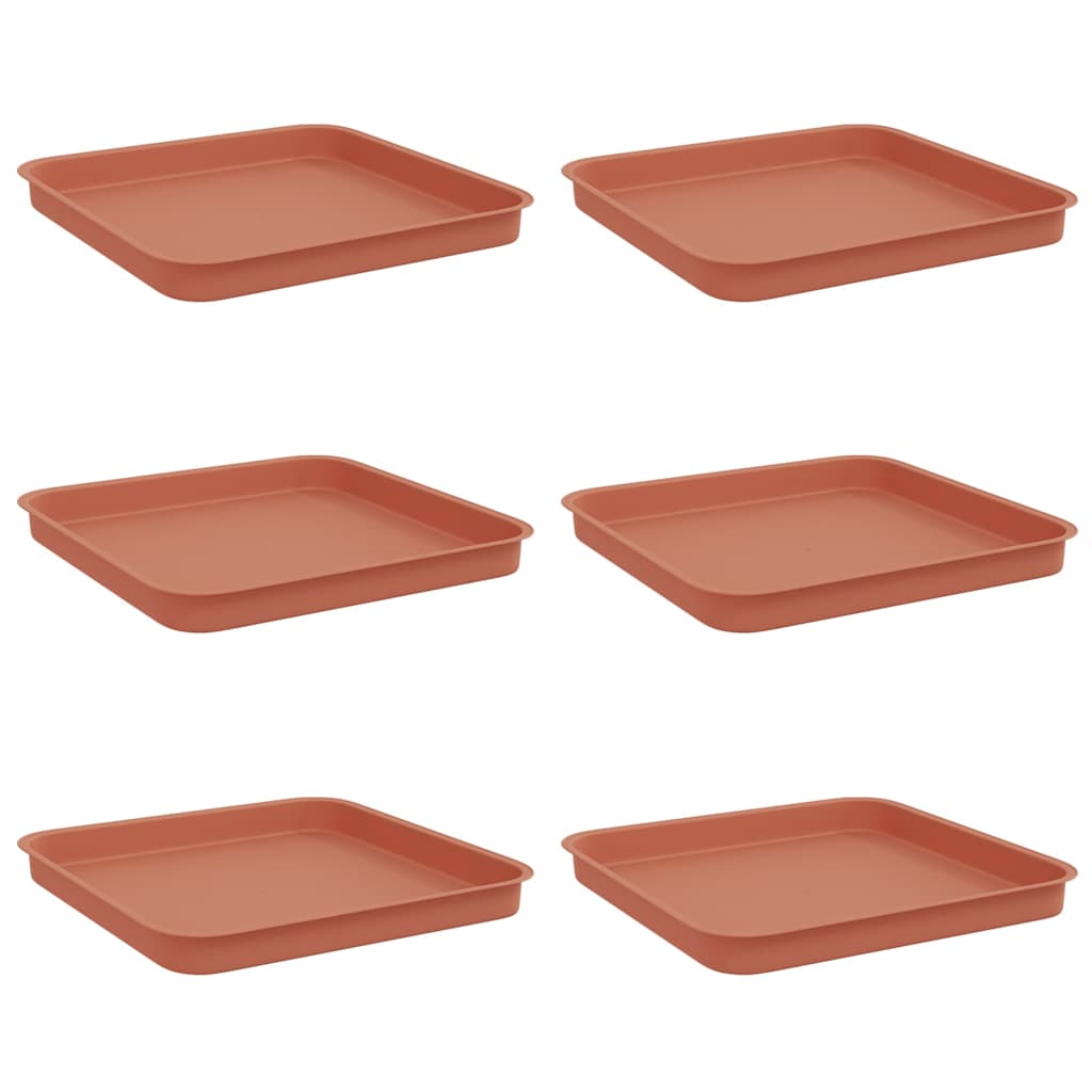 Vierkante Bloemenschotel 6 pcs Baksteenrood 21 x 21 x 2 cm image 2