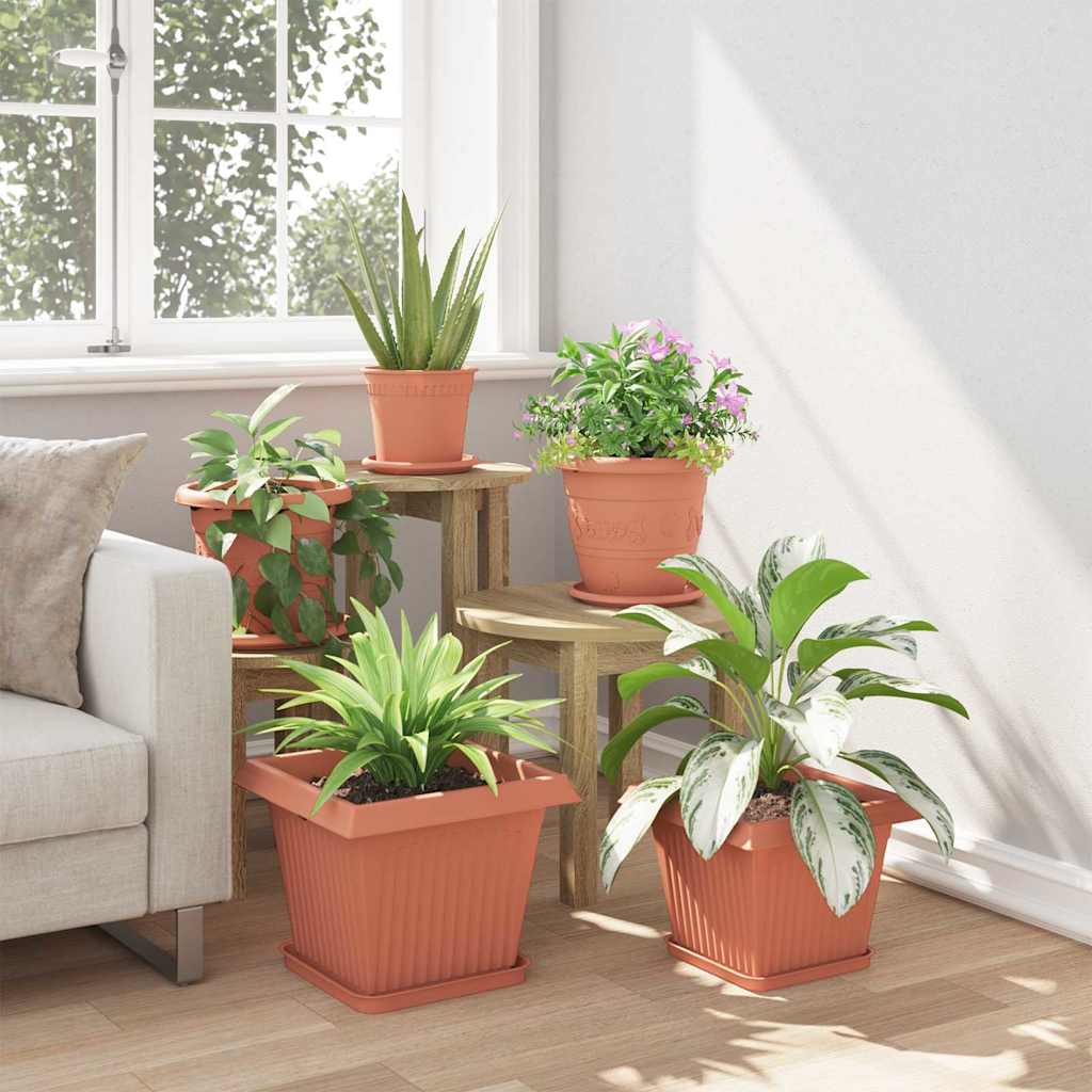 Vierkante Bloemenschotel 6 pcs Baksteenrood Kunststof image 4