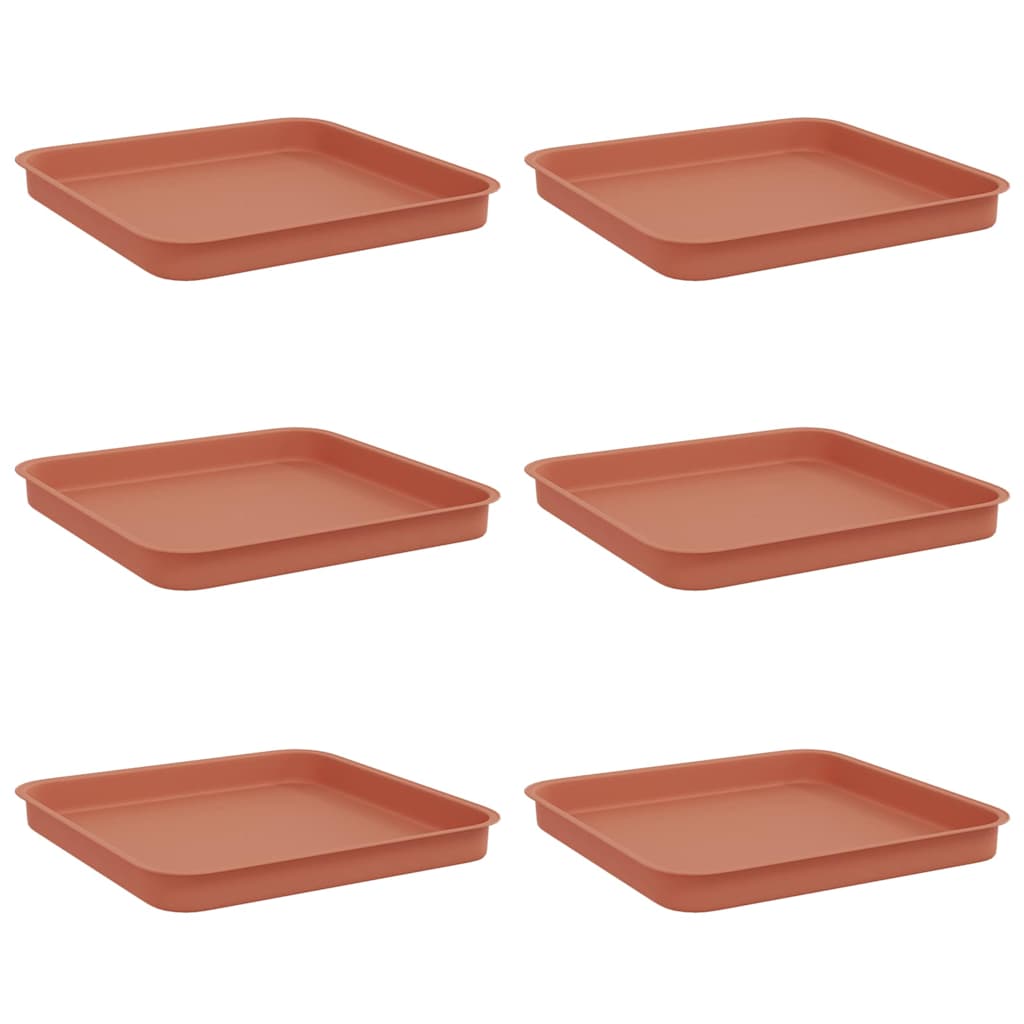 Vierkante Bloemenschotel 6 pcs Baksteenrood Kunststof image 2