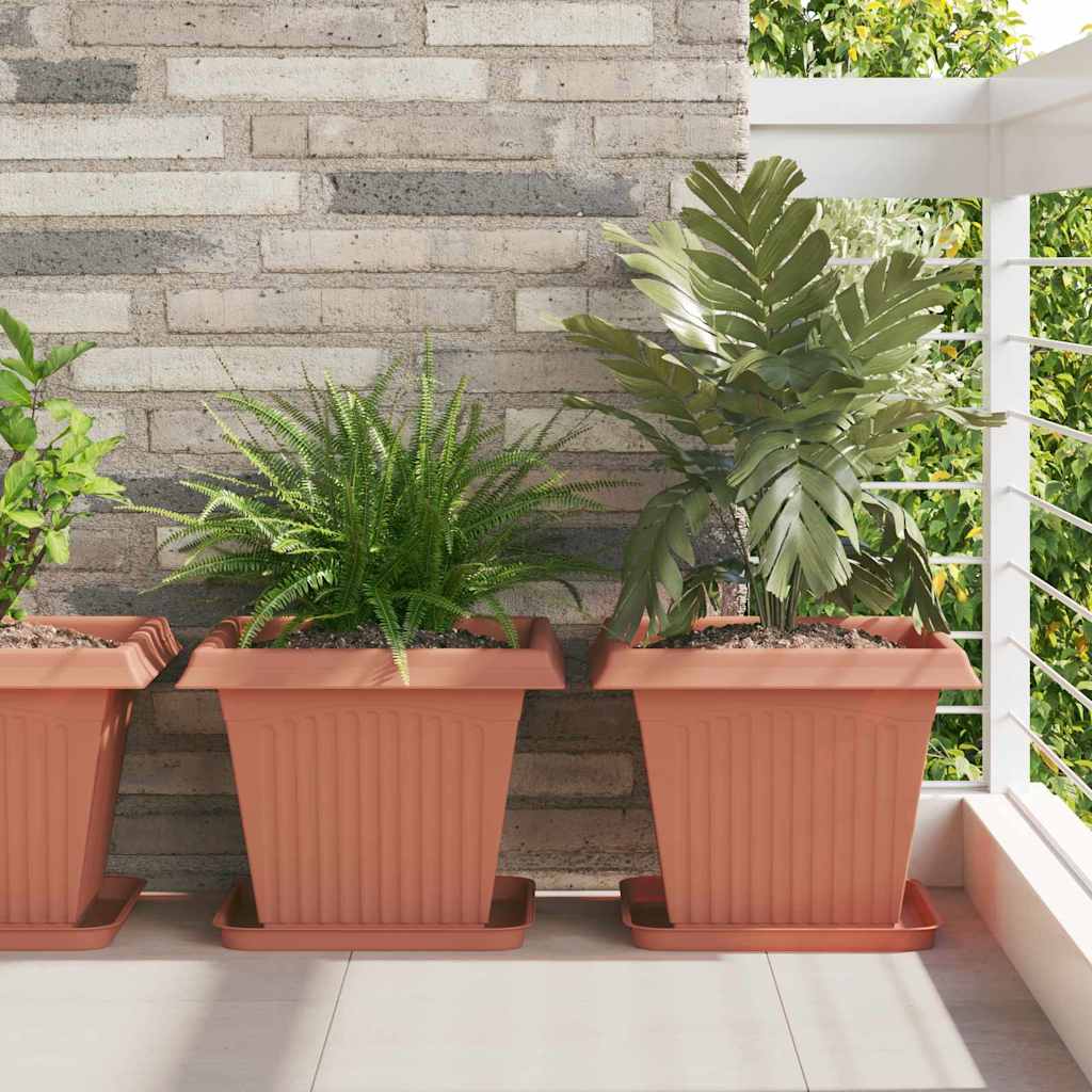 vidaXL Tavă Pătrată pentru Flori 6 pcs Roșu cărămidă 32 x 32 x 2,5 cm