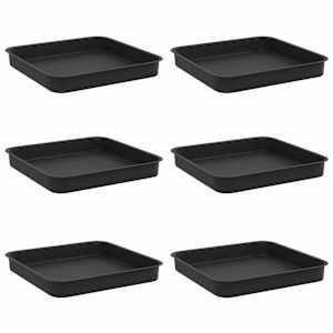 vidaXL Ruudu kujuline lille alus 6 tk Must 15 x 15 x 2 cm Plastmass