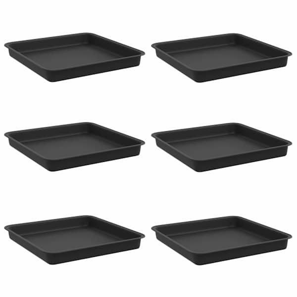 vidaXL Ruudu kujuline lille alus 6 tk Must 18 x 18 x 2 cm Plastmass