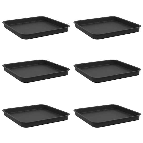 vidaXL Ruudu kujuline lille alus 6 tk Must 21 x 21 x 2 cm Plastmass