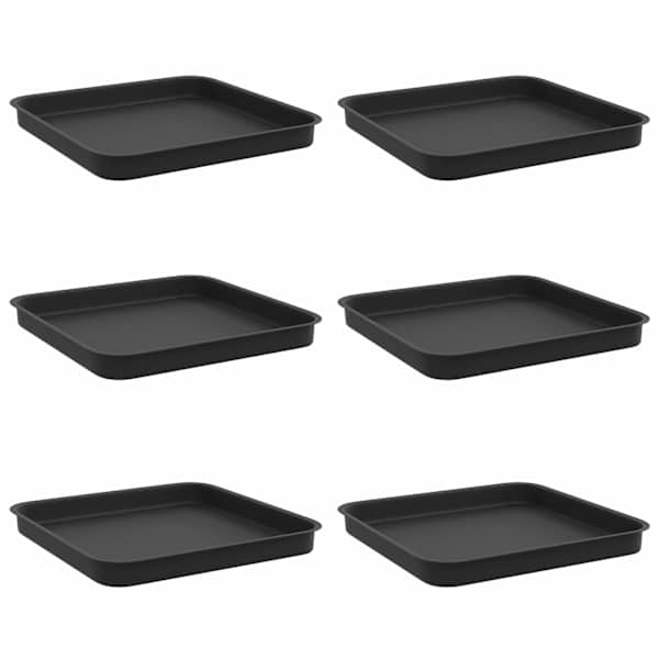 vidaXL Ruudu kujuline lille alus 6 tk Must 25,5 x 25,5 x 2,5 cm