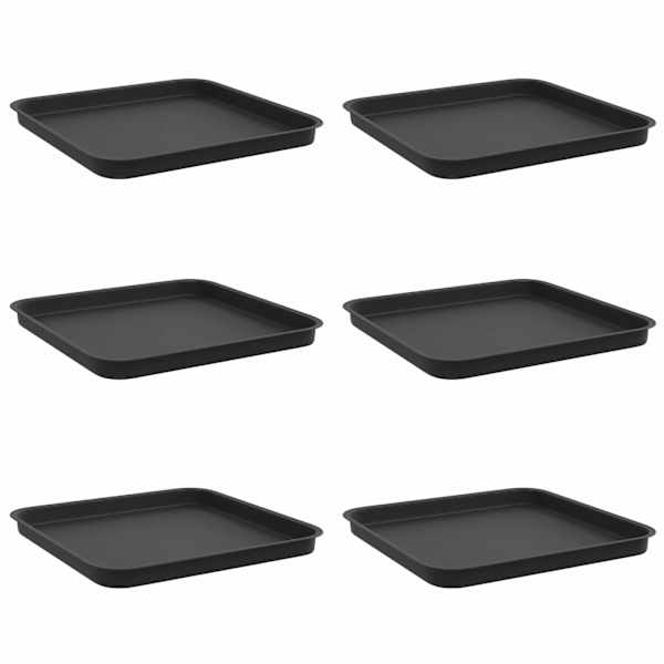 vidaXL Ruudu kujuline lille alus 6 tk Must 32 x 32 x 2,5 cm Plastmass