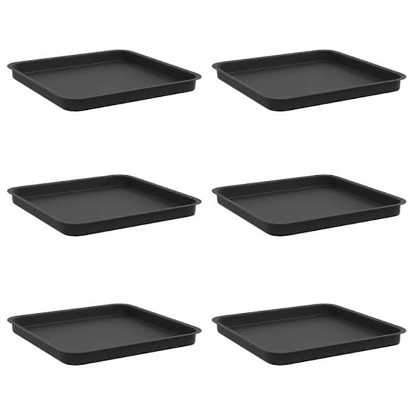 vidaXL Ruudu kujuline lille alus 6 tk Must 36 x 36 x 2,5 cm Plastmass