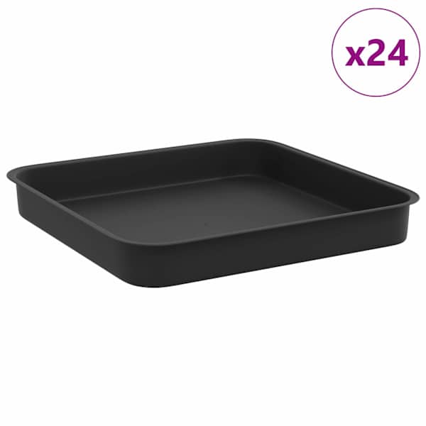 vidaXL Ruudu kujuline lille alus 24 tk Must 15 x 15 x 2 cm Plastmass