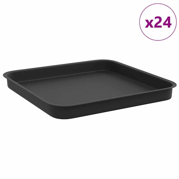 vidaXL Ruudu kujuline lille alus 24 tk Must 21 x 21 x 2 cm Plastmass