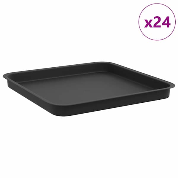vidaXL Ruudu kujuline lille alus 24 tk Must 36 x 36 x 2,5 cm Plastmass