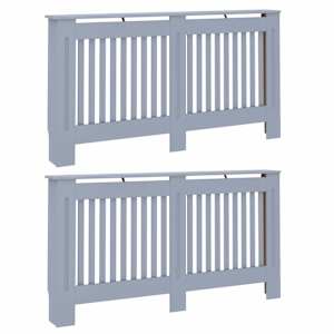 Kryt radiátoru 2 pcs Šedá 152 x 19 x 81,5 cm Kompozitní dřevo - obrázek 2