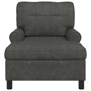 Chaise Lounge s polštářem Černá 91 x 157 x 91 cm Umělá kůže - obrázek 4