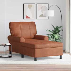 Chaise Lounge s polštářem Hnědá 91 x 157 x 91 cm Umělá kůže - obrázek 1