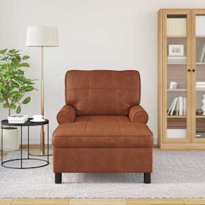 Chaise Lounge s polštářem Hnědá 91 x 157 x 91 cm Umělá kůže - obrázek 3