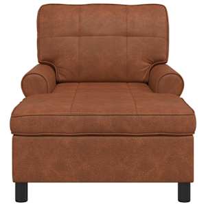 Chaise Lounge s polštářem Hnědá 91 x 157 x 91 cm Umělá kůže - obrázek 4