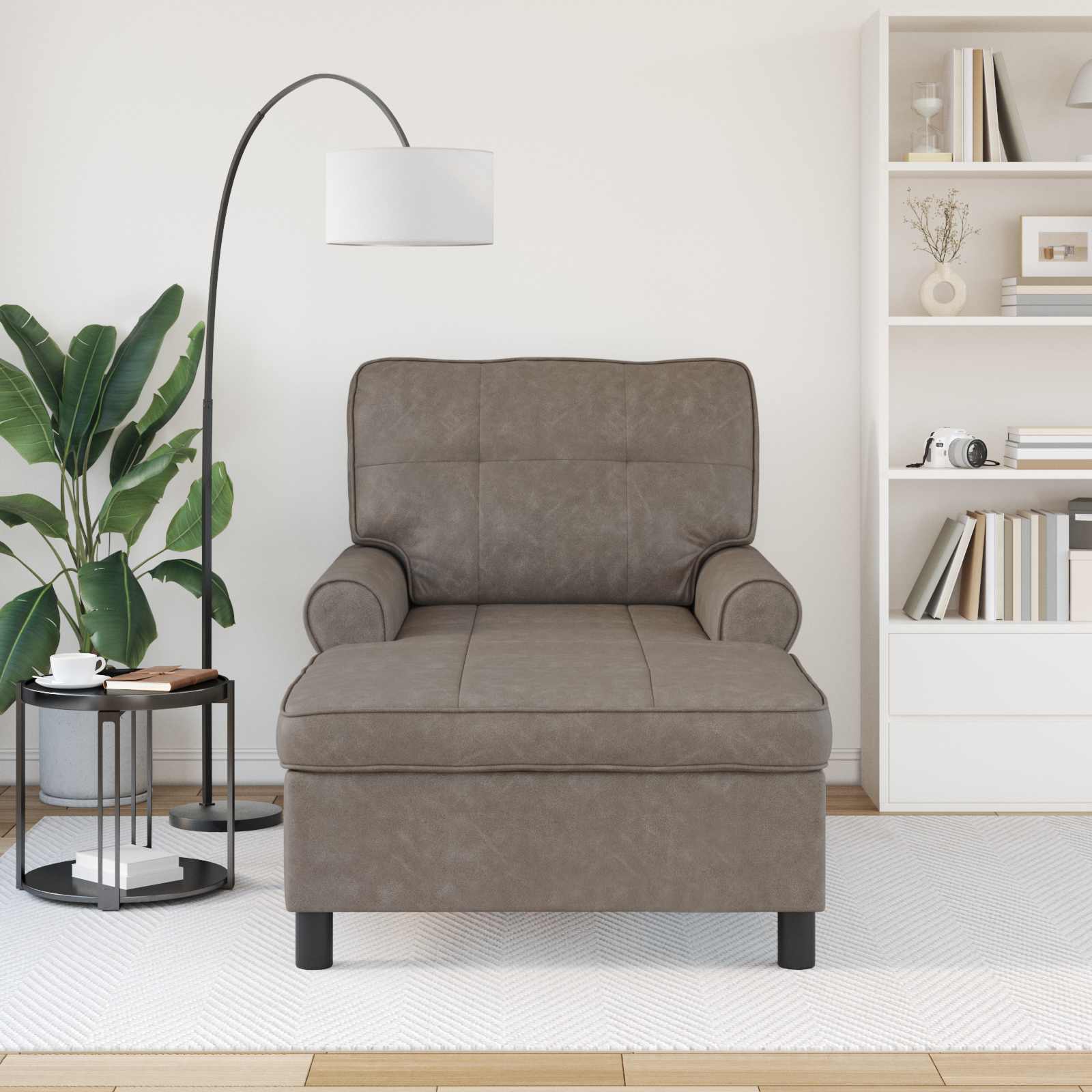 șezlong de relaxare cu pernă Gri 91 x 157 x 91 cm PU antic [2]