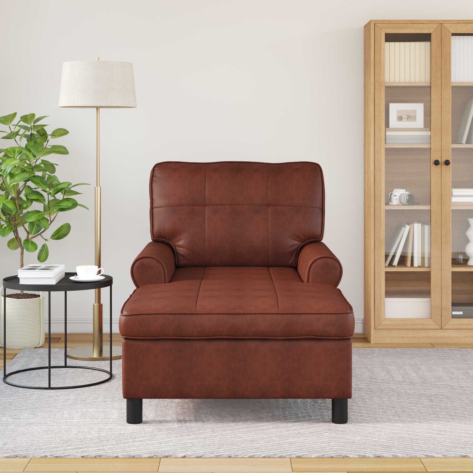 vidaXL Chaise Lounge Glanzend Bruin 91 x 157 x 91 cm Antiek PU