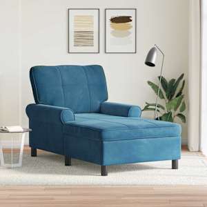 Chaise Lounge s polštářem Modrá 91 x 157 x 91 cm samet - obrázek 1