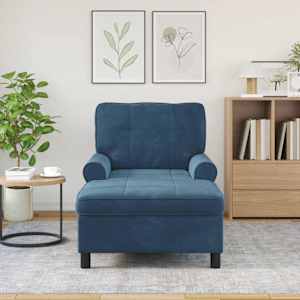 Chaise Lounge s polštářem Modrá 91 x 157 x 91 cm samet - obrázek 3