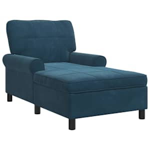 Chaise Lounge s polštářem Modrá 91 x 157 x 91 cm samet - obrázek 2