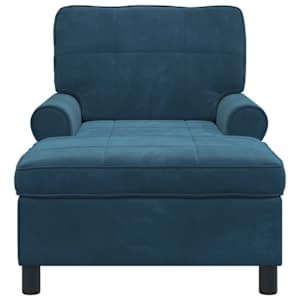 Chaise Lounge s polštářem Modrá 91 x 157 x 91 cm samet - obrázek 4