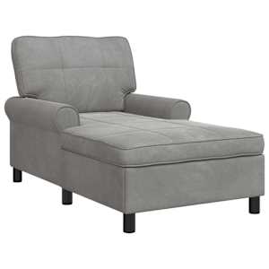 Chaise Lounge s polštářem Světle šedá 91 x 157 x 91 cm samet - obrázek 2