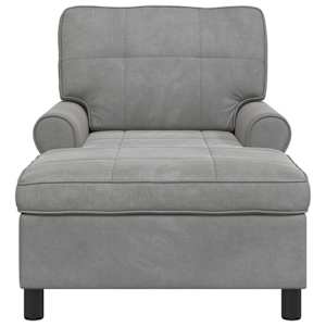Chaise Lounge s polštářem Světle šedá 91 x 157 x 91 cm samet - obrázek 4