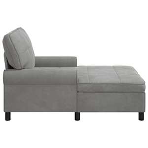 Chaise Lounge s polštářem Světle šedá 91 x 157 x 91 cm samet - obrázek 5