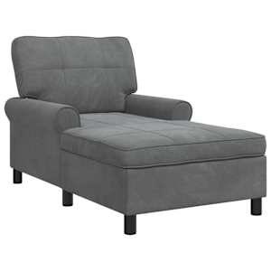 Chaise Lounge s polštářem Tmavě šedá 91 x 157 x 91 cm samet - obrázek 2