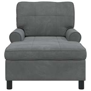 Chaise Lounge s polštářem Tmavě šedá 91 x 157 x 91 cm samet - obrázek 4