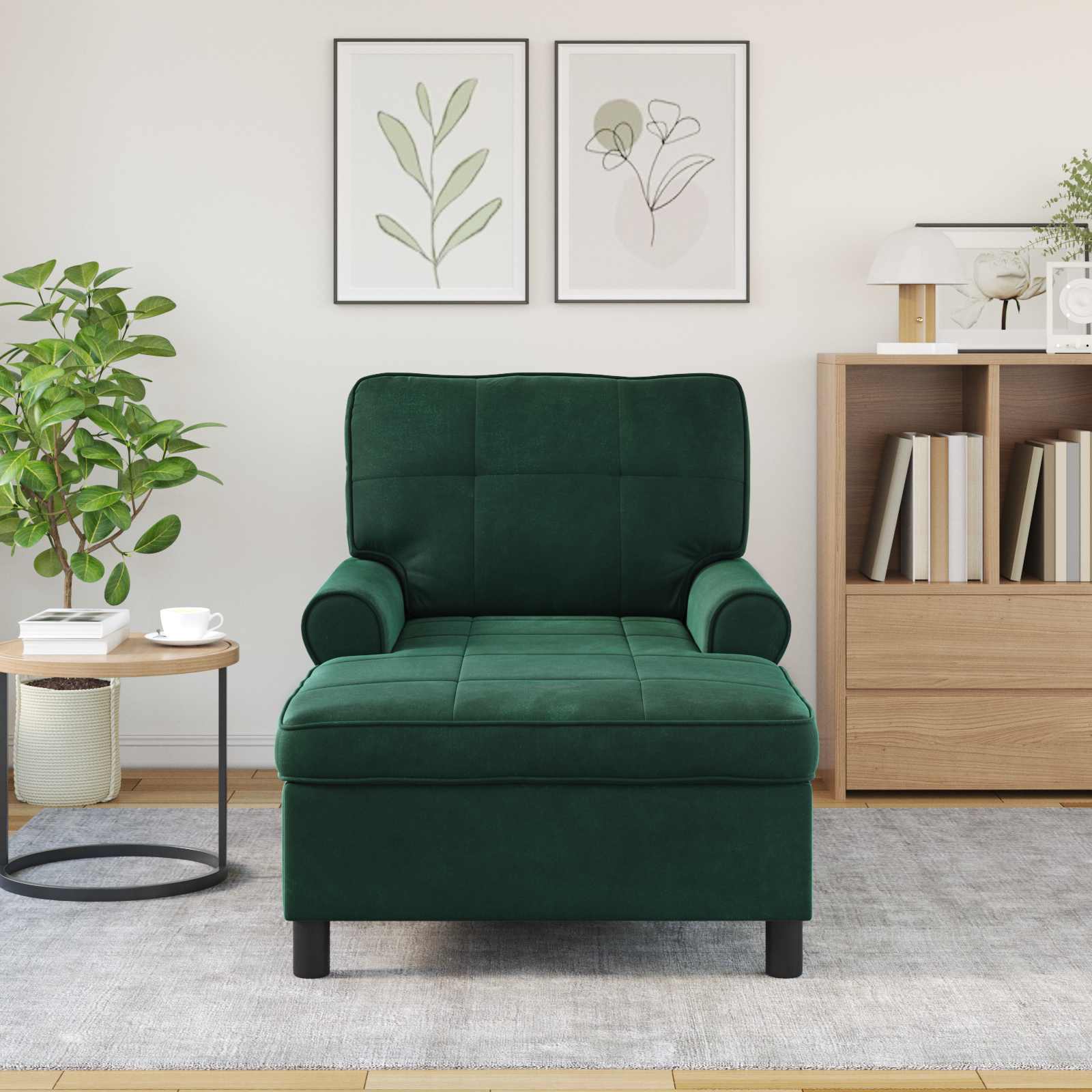 șezlong de relaxare Verde închis 91 x 157 x 91 cm Catifea [2]