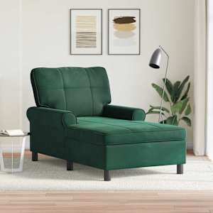 Chaise Lounge s polštářem Tmavě zelená 91 x 157 x 91 cm samet - obrázek 1