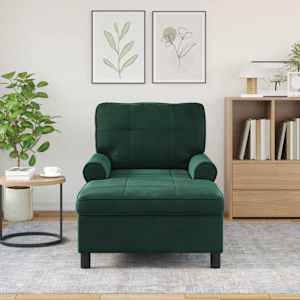 Chaise Lounge s polštářem Tmavě zelená 91 x 157 x 91 cm samet - obrázek 3
