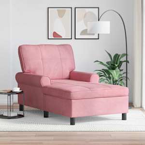 Chaise Lounge s polštářem Růžová 91 x 157 x 91 cm samet - obrázek 1