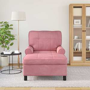 Chaise Lounge s polštářem Růžová 91 x 157 x 91 cm samet - obrázek 3