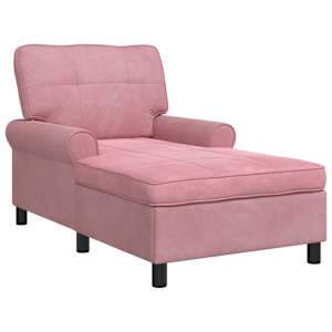 Chaise Lounge s polštářem Růžová 91 x 157 x 91 cm samet - obrázek 2